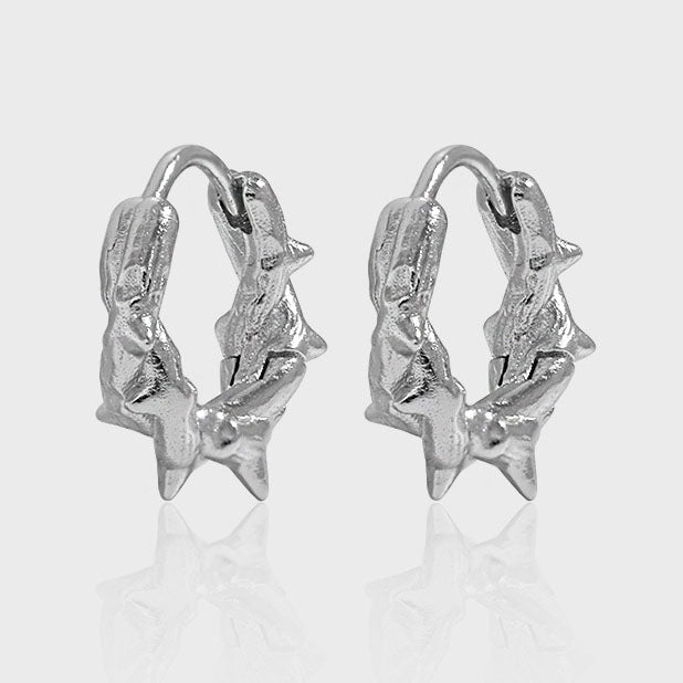 Party Irregular Star Beam 925 Sterling Silver Hoop Earrings