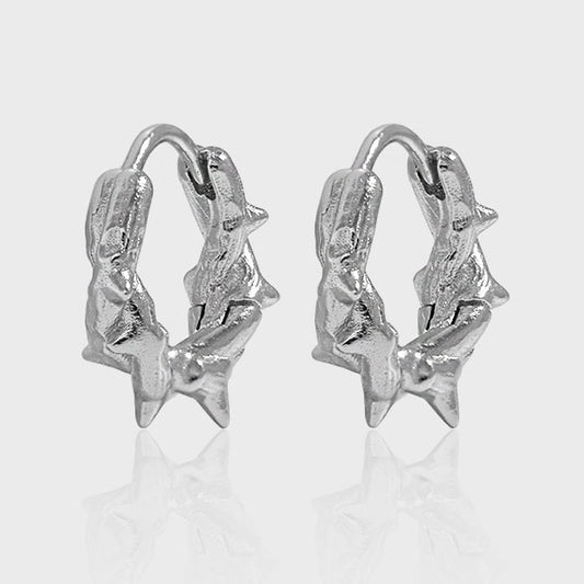 Party Irregular Star Beam 925 Sterling Silver Hoop Earrings