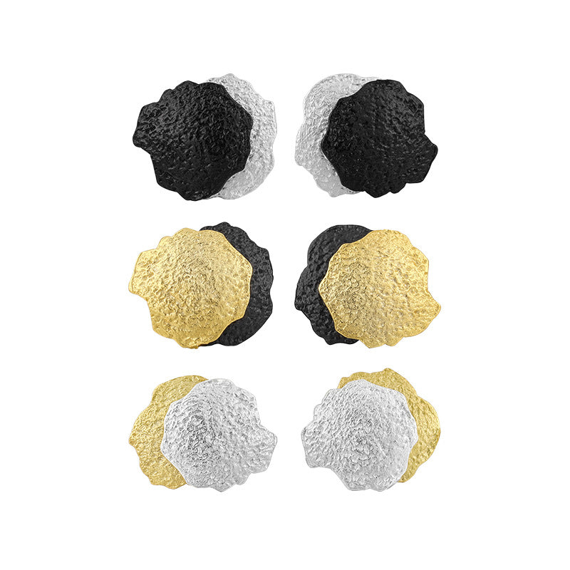 Geometry Irregular Shape Two Colors Mushroom 925 Sterling Silver Stud Earrings