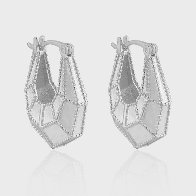 Fashion Geometry Section Bag 925 Sterling Silver Hoop Earrings