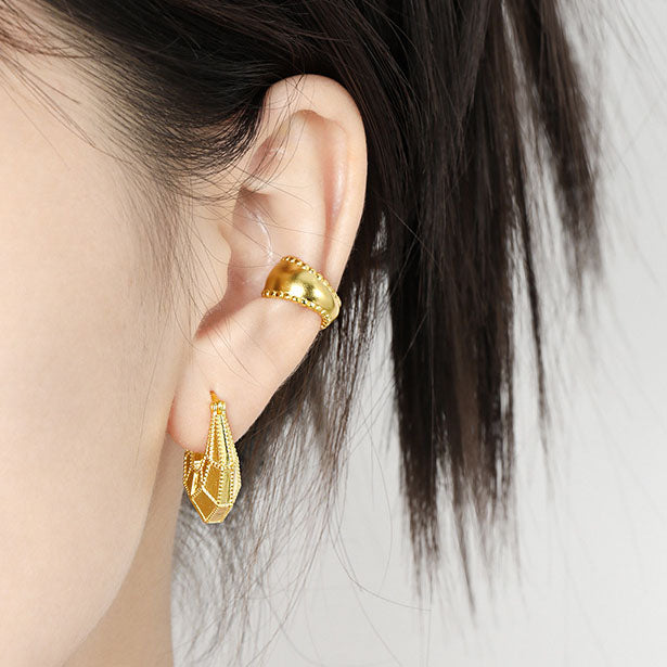 Fashion Geometry Section Bag 925 Sterling Silver Hoop Earrings