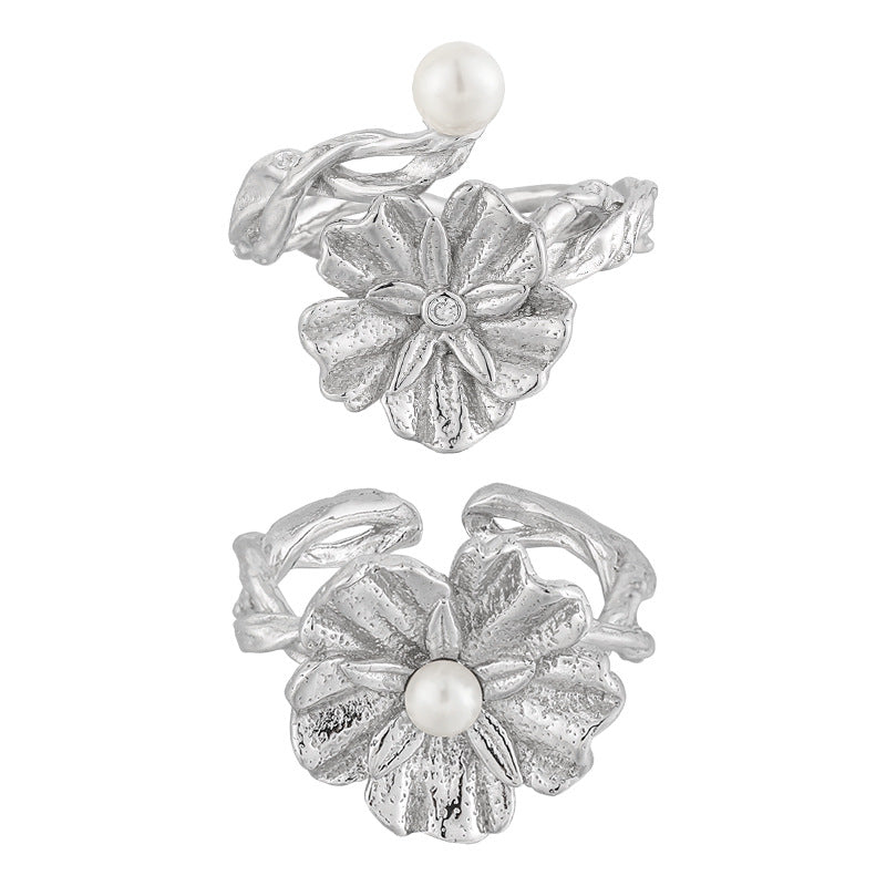 Pearl Flower Adjustable Ring