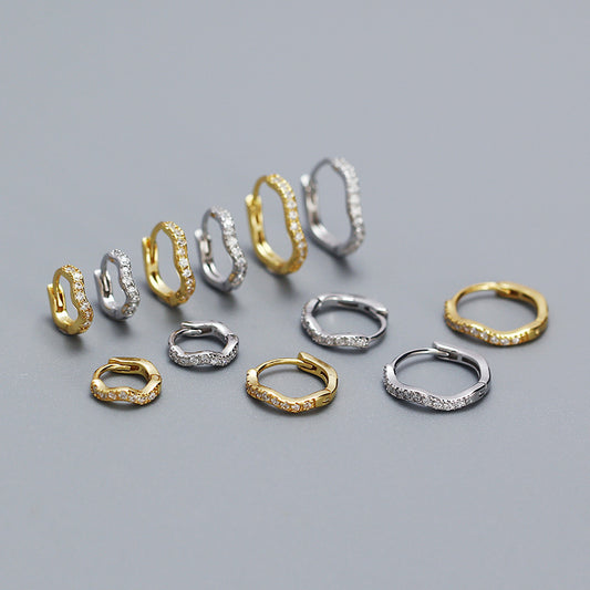 Mini CZ Irregular Wave Hoops