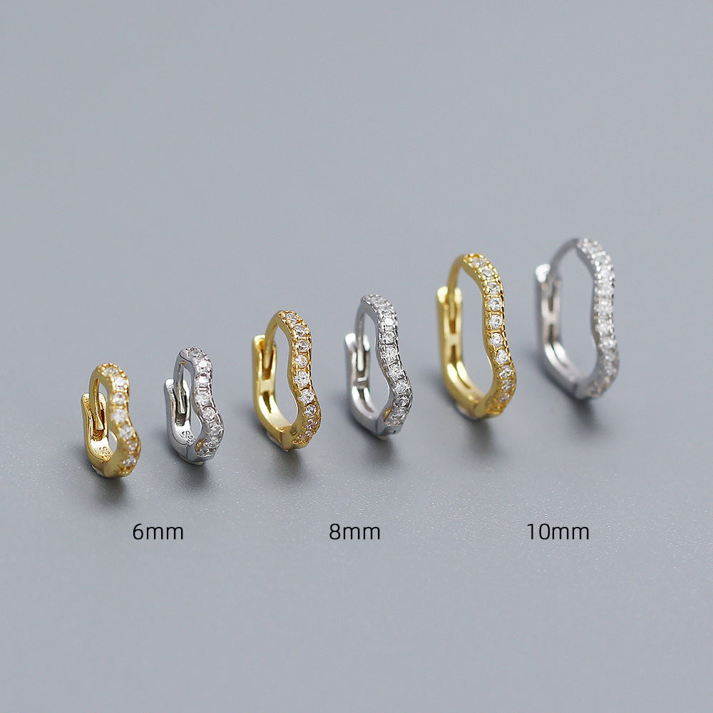 Mini CZ Irregular Wave Hoops