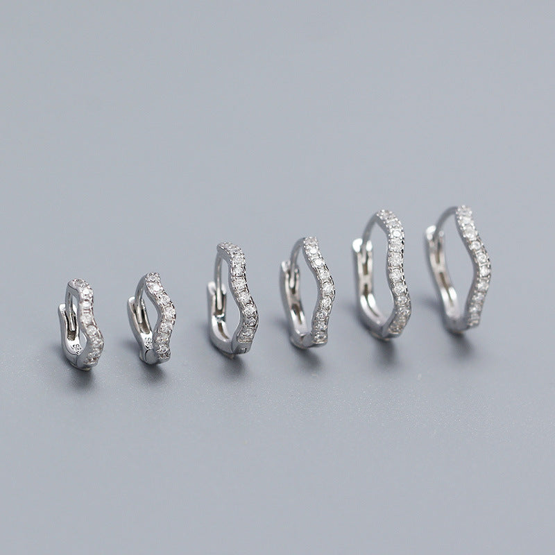 Mini CZ Irregular Wave Hoops