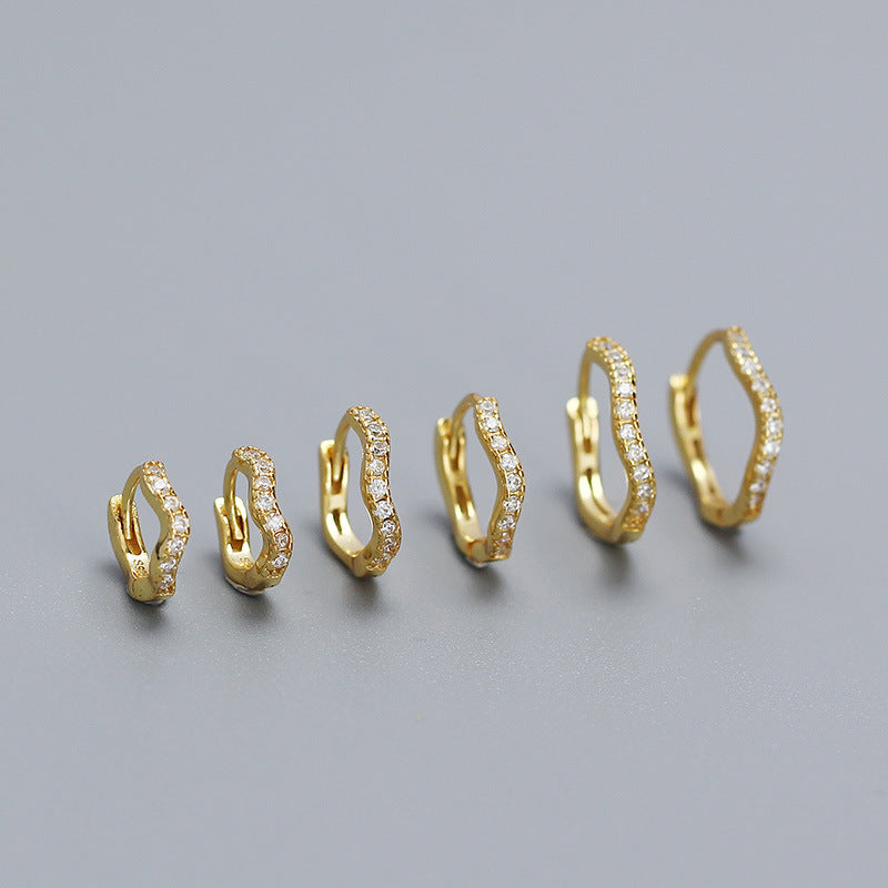 Mini CZ Irregular Wave Hoops