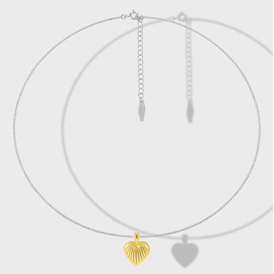 Honey Moon Trips Gold Heart 925 Sterling Silver Necklace