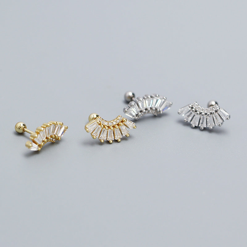 Baguette CZ Screw Stud Earrings