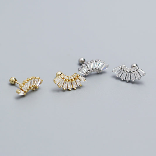 Baguette CZ Screw Stud Earrings