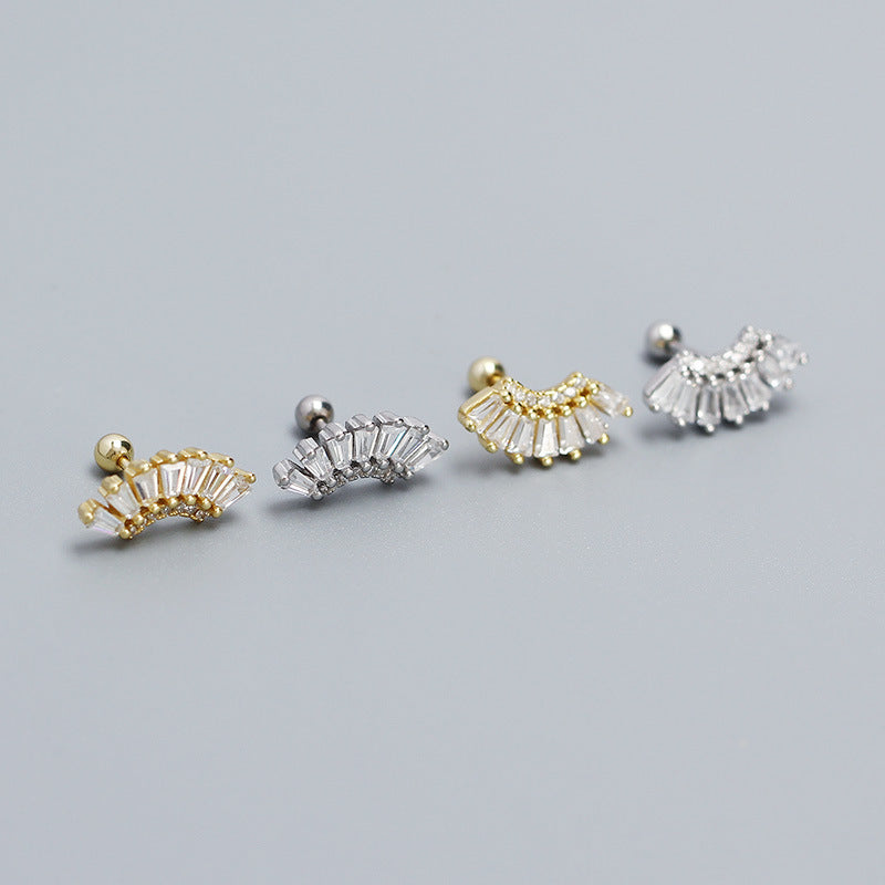 Baguette CZ Screw Stud Earrings