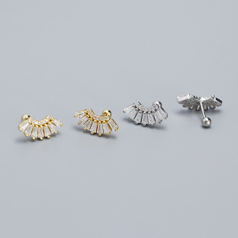 Baguette CZ Screw Stud Earrings