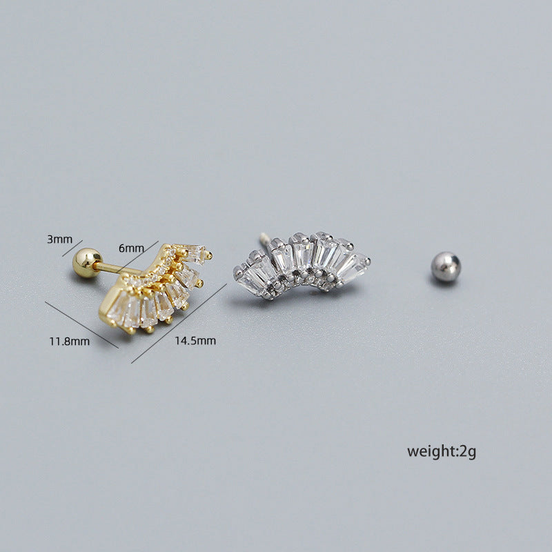 Baguette CZ Screw Stud Earrings