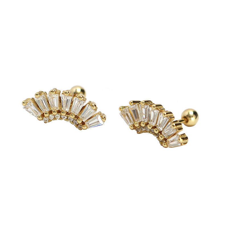 Baguette CZ Screw Stud Earrings