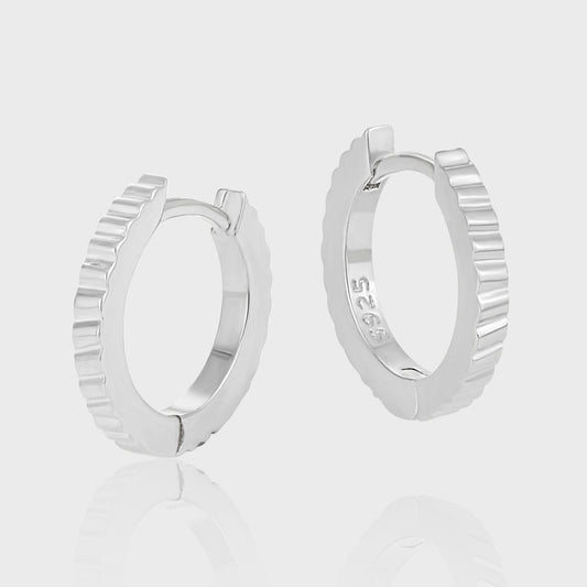 Geometry Round Irregular Gear 925 Sterling Silver Hoop Earrings