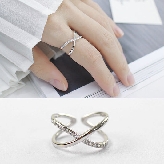 The Twisted Fun - Silver Ring with Cubic Zirconia Accent stones