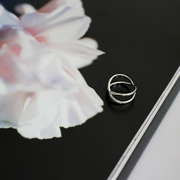 The Twisted Fun - Silver Ring with Cubic Zirconia Accent stones