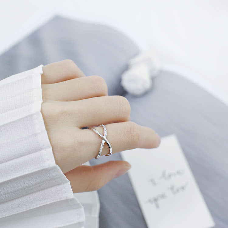 The Twisted Fun - Silver Ring with Cubic Zirconia Accent stones
