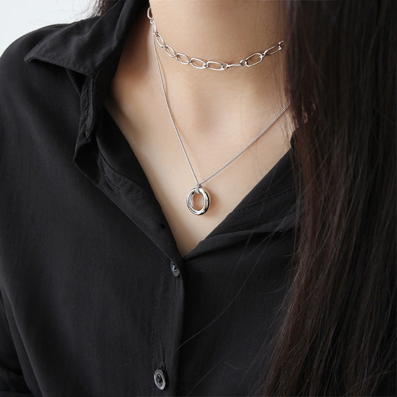 Hoop Pendant Silver Necklace