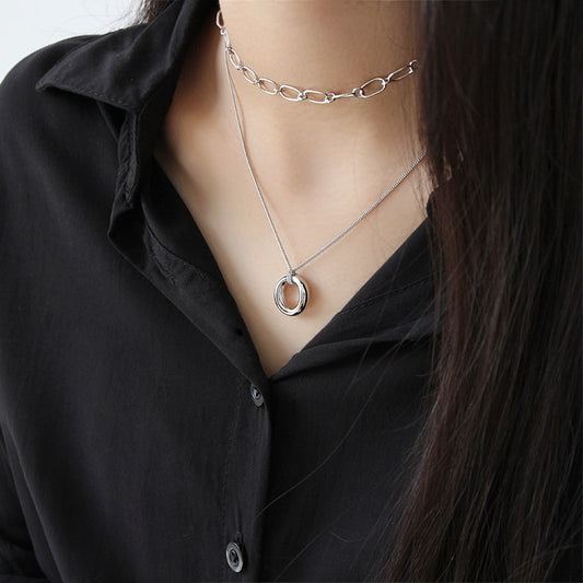 Hoop Pendant Silver Necklace