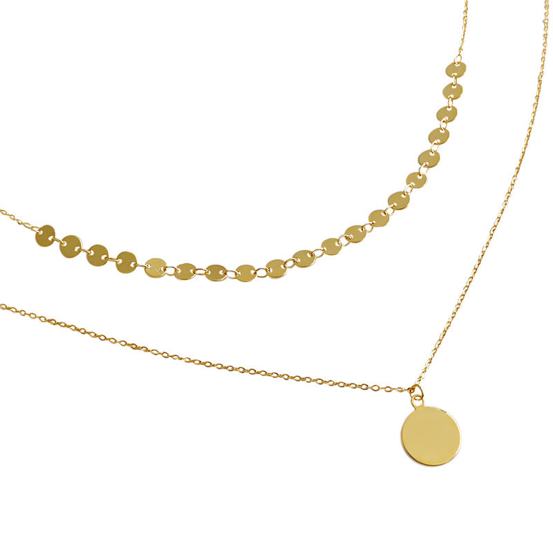 Layered  dot disc choker & Pendant Necklace Set