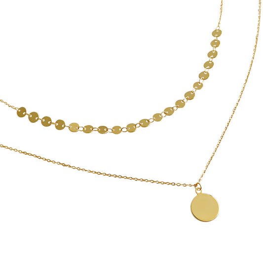 Layered  dot disc choker & Pendant Necklace Set