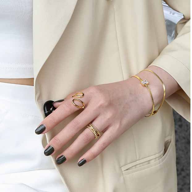 Beaded Criss Cross Statement Ring
