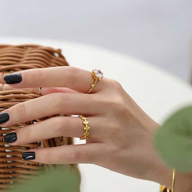 Olive Branch CZ Ring