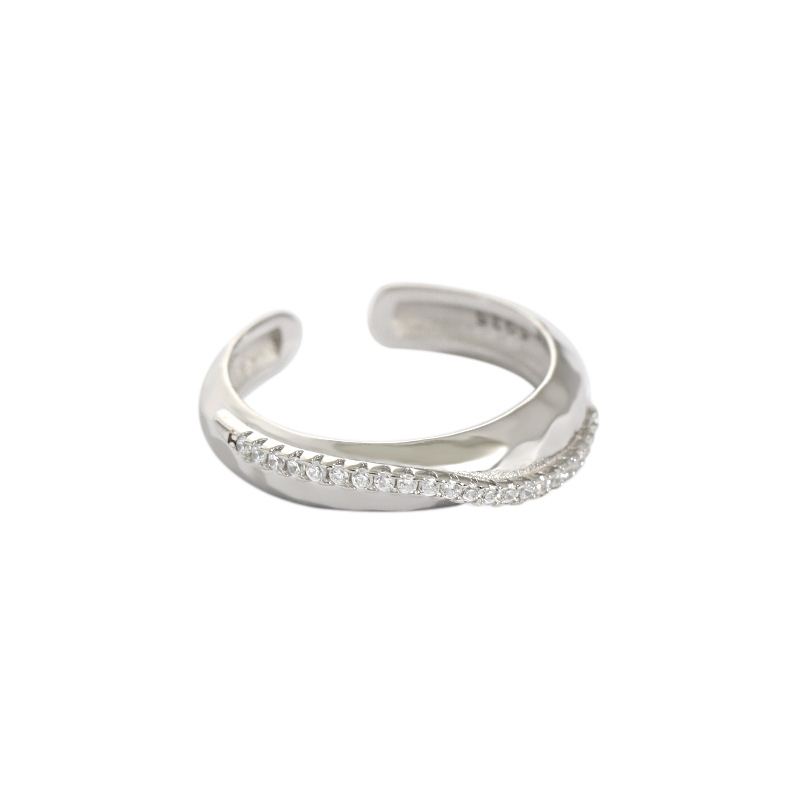 Unique CZ Lines Adjustable Ring