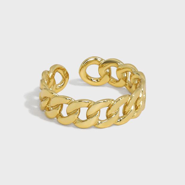 Party Hollow Chain 925 Sterling Silver Adjustable Ring