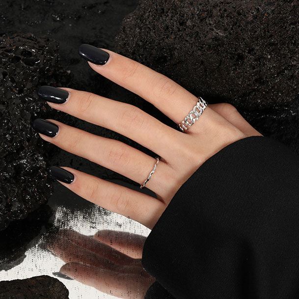 Party Hollow Chain 925 Sterling Silver Adjustable Ring