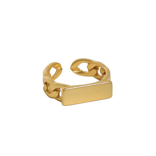Hollow Link Rectangle signet Ring