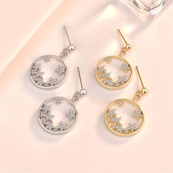 CZ Babysbreath Silver Dangling Earrings