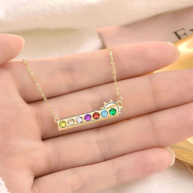 Colorful CZ Rainbow Sun Sweet 925 Sterling Silver Necklace