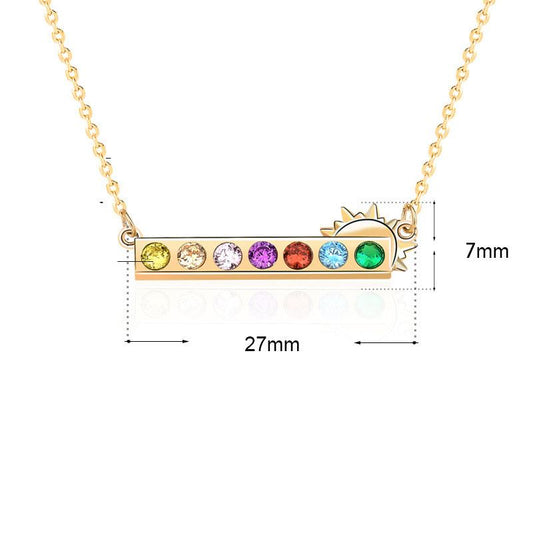 Colorful CZ Rainbow Sun Sweet 925 Sterling Silver Necklace
