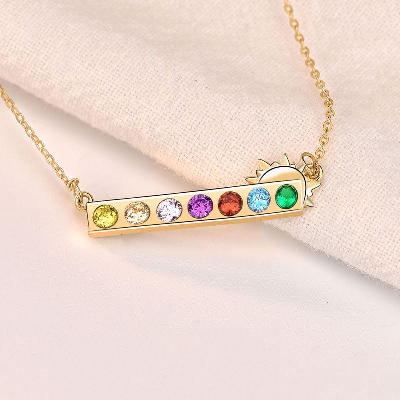Colorful CZ Rainbow Sun Sweet 925 Sterling Silver Necklace