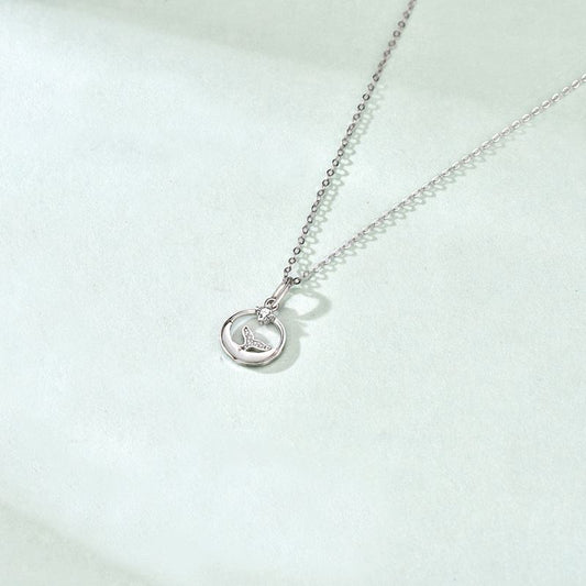 Girl Natural Mother of Shell Ocean CZ Mermaid Tail 925 Sterling Silver Necklace