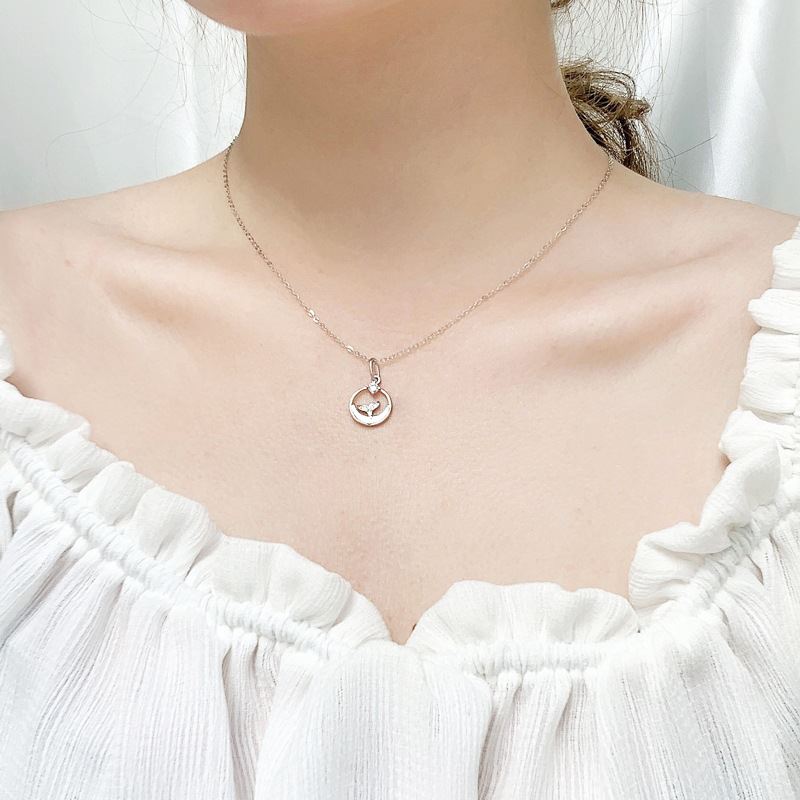 Girl Natural Mother of Shell Ocean CZ Mermaid Tail 925 Sterling Silver Necklace