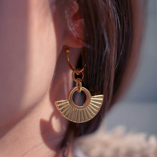 Strips Fan Hoop Earrings