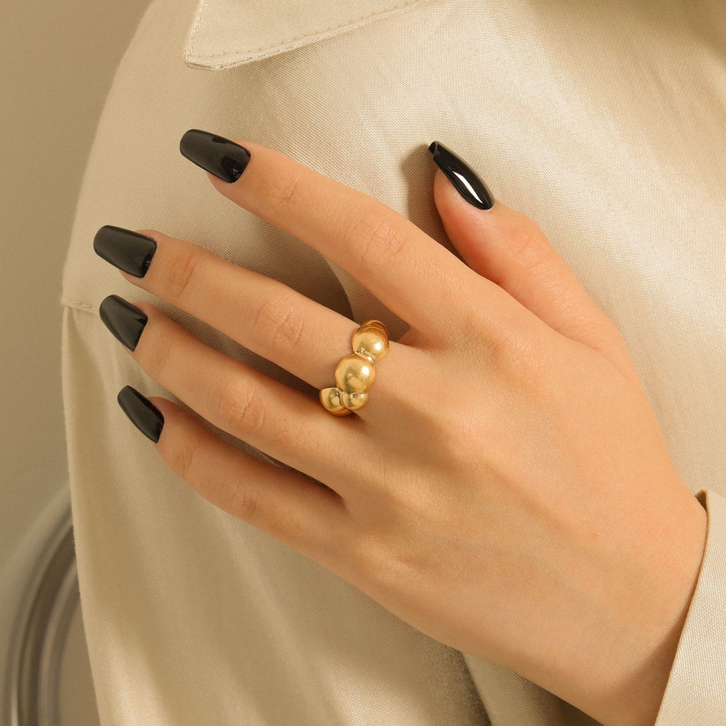 Golden Geometry Beaded Ring