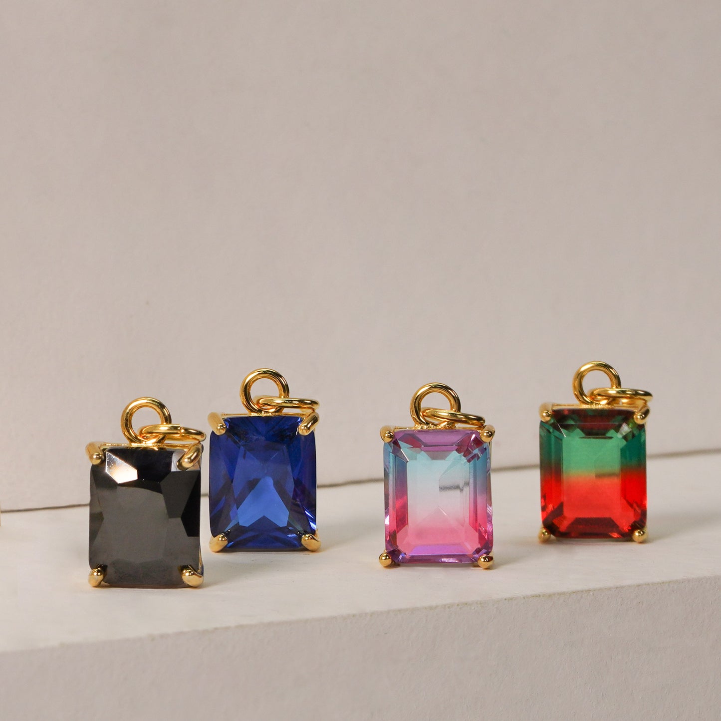 Fashion Geometry Fading Color Radiant CZ 925 Sterling Silver Necklace