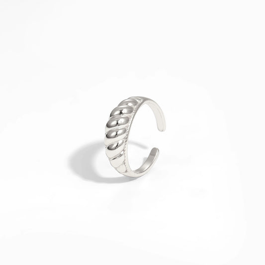 Simple Twisted Croissant Twisted 925 Sterling Silver Adjustable Ring