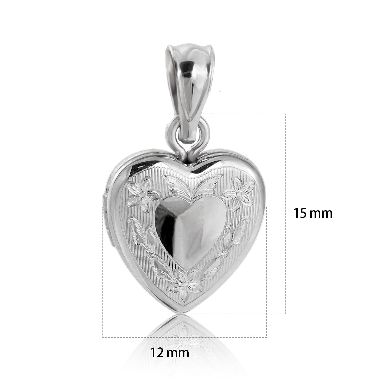 Girl beautiful Flowers Butterfly 925 Sterling Silver Heart Locket Necklace Pendant