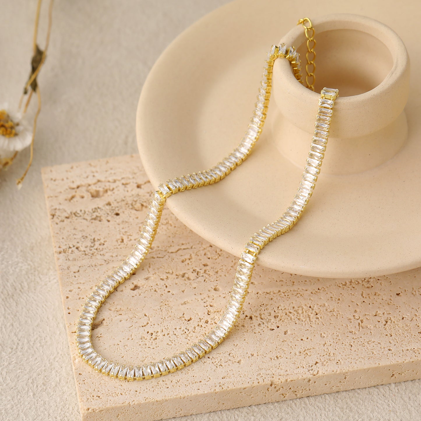 Baguette  Minimalist Bridal Necklace