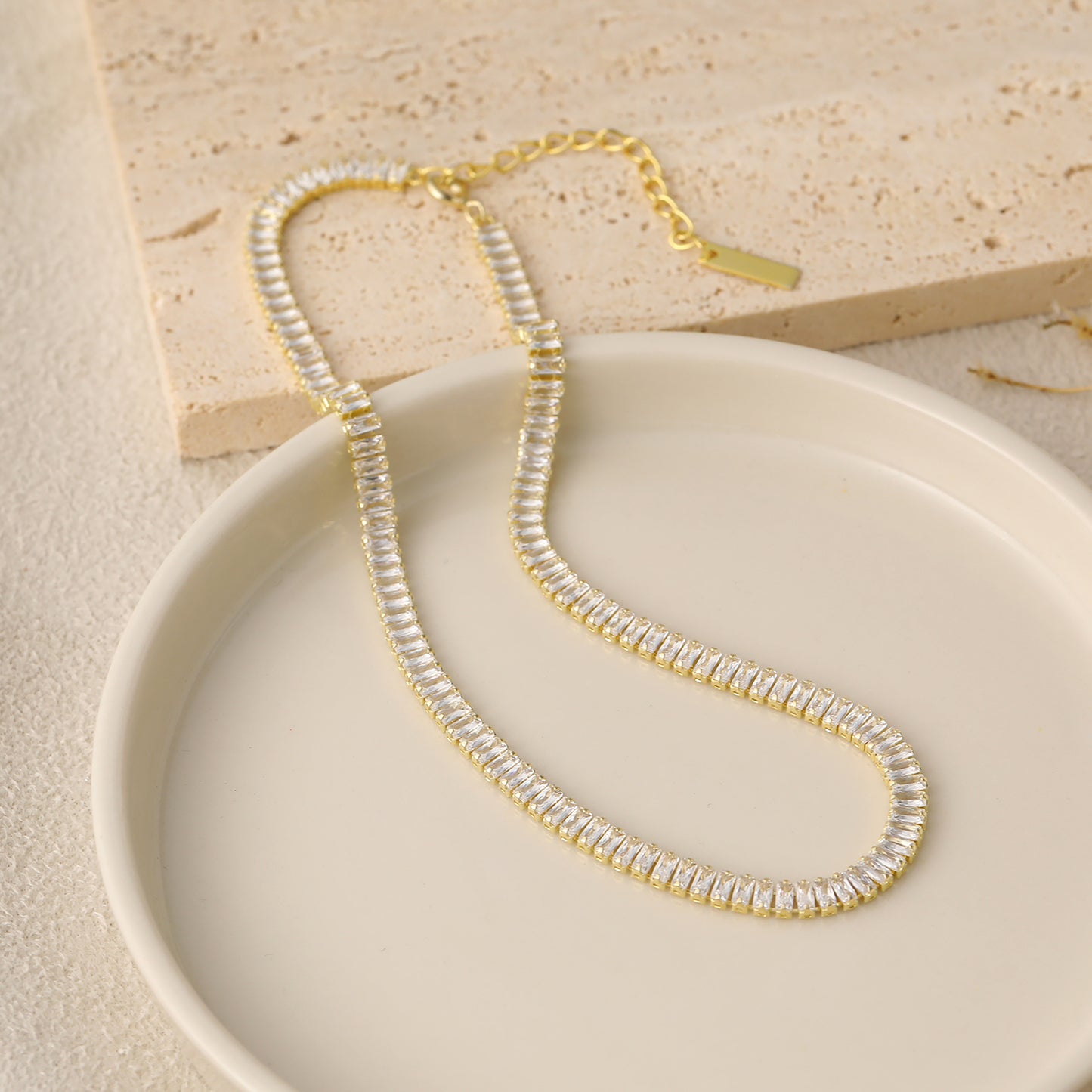 Baguette  Minimalist Bridal Necklace