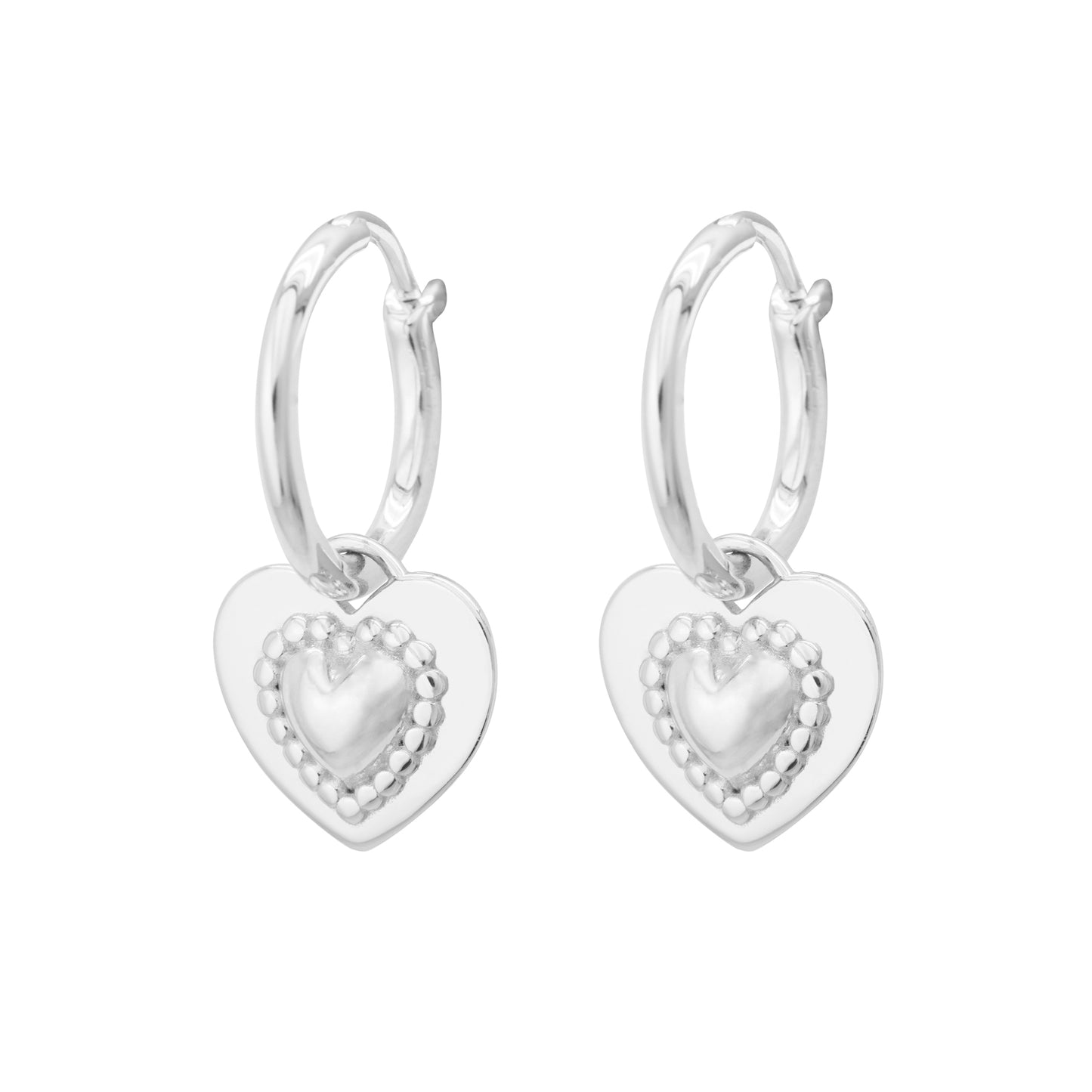 Fashion Two Sides wearing styles Pink CZ Heart Love 925 Sterling Silver Hoop Earrings